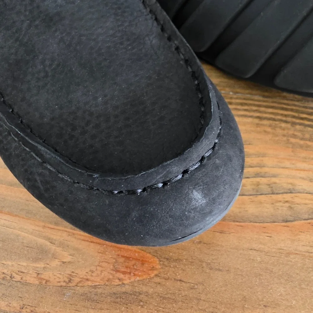 Hush Puppies Womens Ozzie Loafer‎ Black Nubuck Leather Flats Size 9.5M